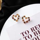 Rhinestone Acrylic Heart Earring 1 Pair - As Shown In Figure - One Size