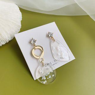 Non-matching Rhinestone Acrylic Dangle Earring 1 Pair - One Size