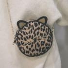Leopard Print Round Crossbody Bag