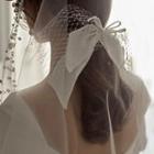 Wedding Bow Fabric Hair Tie White - One Size