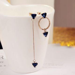 Non-matching Triangle & Hoop Dangle Earring