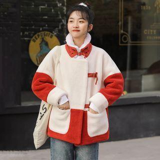 Buckled Color Block Fleece Jacket