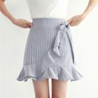 Striped Ruffle Hem A-line Skirt