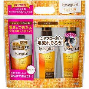Kao - Essential Auto Smooth Hair Set: Shampoo 480ml + Conditioner 480ml + Shampoo (refill) 340ml 2 Pcs