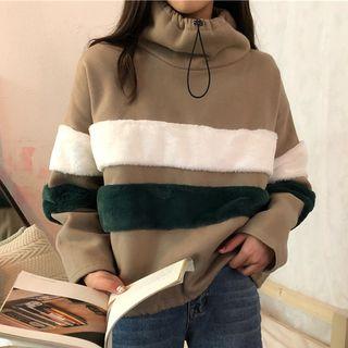 Panel Long-sleeve Turtleneck Sweatshirt