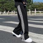 Checkerboard Panel Wide Leg Pants (various Designs)