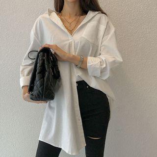 Plain Cotton Longline Shirt