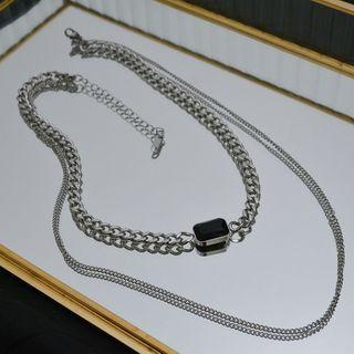 Couple Matching Layered Pendant Chain Necklace As Shown In Figure - One Size
