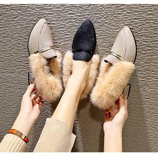 Glitter Furry Chunky-heel Loafers