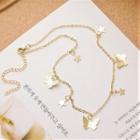 Star & Butterfly Alloy Necklace Gold - One Size