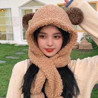 Sheep Ear Chenille Hooded Scarf