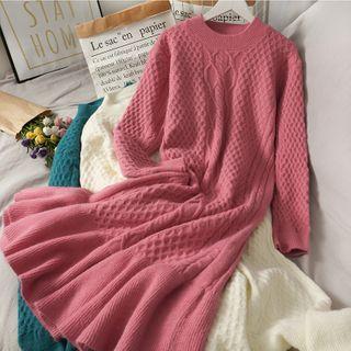 Slim-fit Argyle Knit Midi Dress In 5 Colors