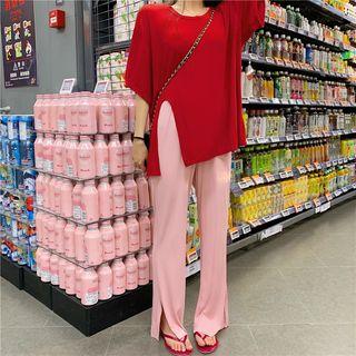 Short-sleeve Split Hem T-shirt / Split Hem Pants