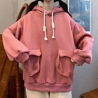 Flap Pocket Plain Hoodie