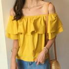 Short-sleeve Off-shoulder Ruffle Top
