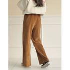 Plus Size Band-waist Corduroy Wide-leg Pants