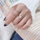 925 Sterling Silver Wavy Open Ring / Faux Pearl Open Ring