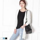 V-neck Cable-knit Long Cardigan