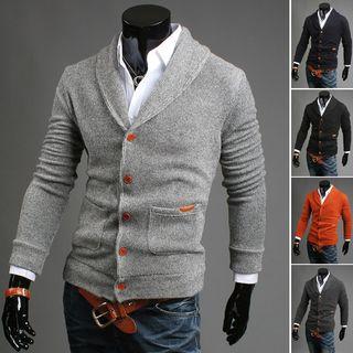 Notched-lapel Knit Cardigan