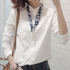 Stand Collar Long-sleeve Shirt With Neckerchief