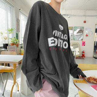 Letter Print Pigment T-shirt