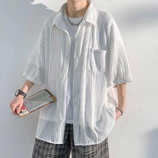 Elbow-sleeve Pocket Detail Shirt (various Designs)