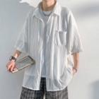 Elbow-sleeve Pocket Detail Shirt (various Designs)