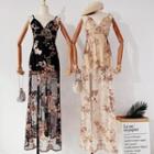 Spaghetti Strap Open-back Sequined Maxi Dress