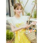 Set: Lettered T-shirt Dress + Laced Wrap Skirt Yellow - One Size