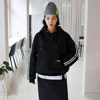 Contrast-trim Kangaroo-pocket Oversized Hoodie