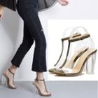 Ankle Strap Clear Block Heel Sandals