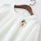 Eyelet Lace Blouse With Penguin Brooch