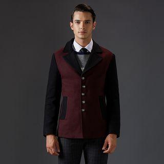 Two-tone Wool Blend Coat
