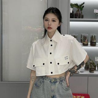 Short Sleeve Cargo Crop Shirt