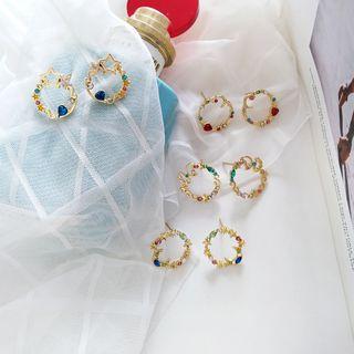 Rhinestone Alloy Hoop Earring