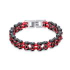 Fashion Rock Black Red Bicycle Chain 316l Stainless Steel Bracelet Silver - One Size