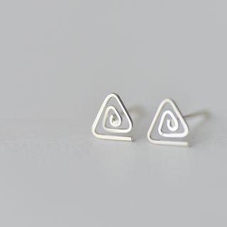 925 Sterling Silver Triangle Stud Earring 1 Pair - As Shown In Figure - One Size
