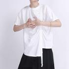 Asymmetric Strappy Shirred Short-sleeve T-shirt