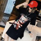 Short-sleeve Bear Print T-shirt Dress