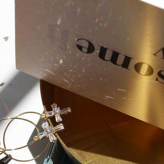 Rhinestone Cross Hoop Earring