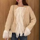 Lace Panel Bell-sleeve Knit Sweater