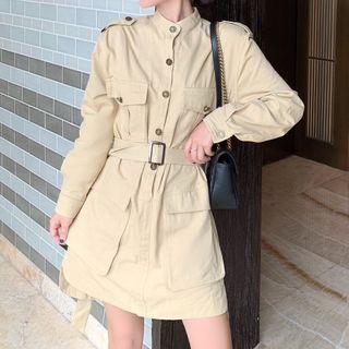 Pocket Detail Long-sleeve Mini Dress