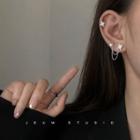 Non-matching Rhinestone Star Stud Earring 1 Pair - 925 Silver - Abearring - Star - One Size