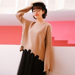 Distressed Plain Sweater