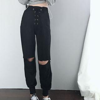 Lace-up Cutout Sweatpants