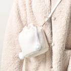 Pom Pom Furry Bucket Bag White - One Size