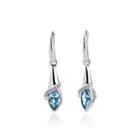 Simple And Fashion Water Drop-shaped Earrings With Blue Cubic Zircon Silver - One Size