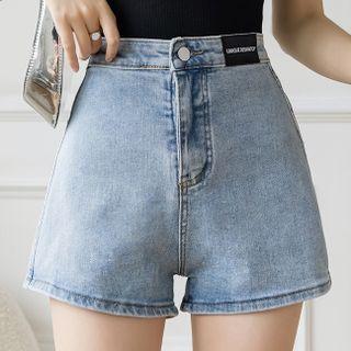 Lettering Patch Denim Hot Pants