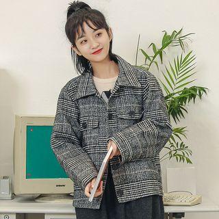 Plaid Single-breasted Jacket Black - One Size