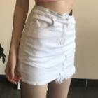 Frayed Trim Mini Skirt